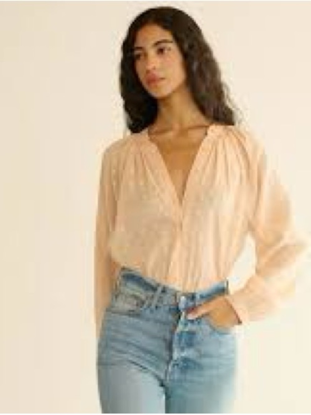 DÔEN Julienne Top in the color Peach Sorbet Marseille Embroidery size small